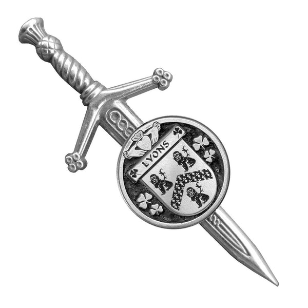 Lyons Irish Coat of Arms Disk Small Kilt Pin