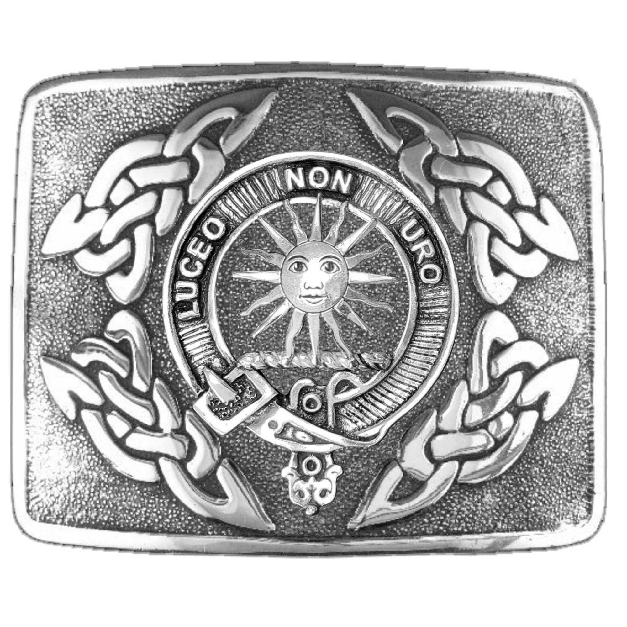 Thompson (Thistle) online Clan Crest Interlace Kilt Buckle, Scottish Badge