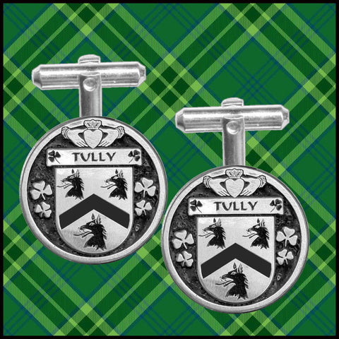 Tully Irish Coat of Arms Disk Cufflinks