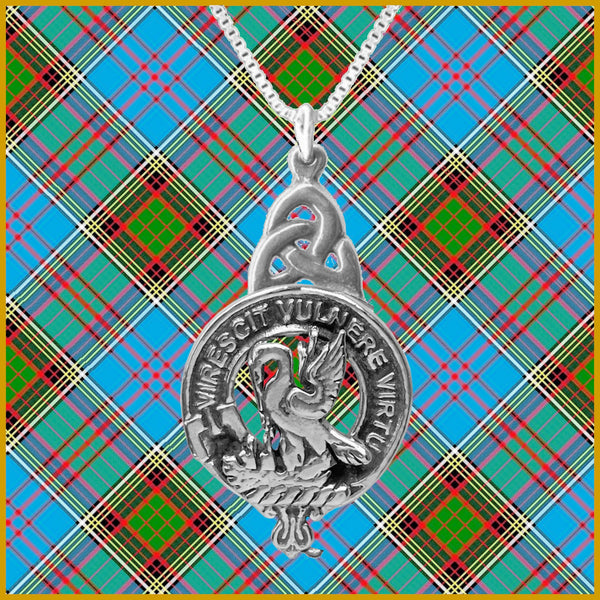 Stewart Clan Crest Interlace Drop Pendant