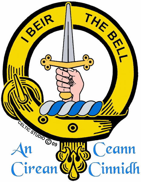 Bell Large 1" Scottish Clan Crest Pendant - Sterling Silver