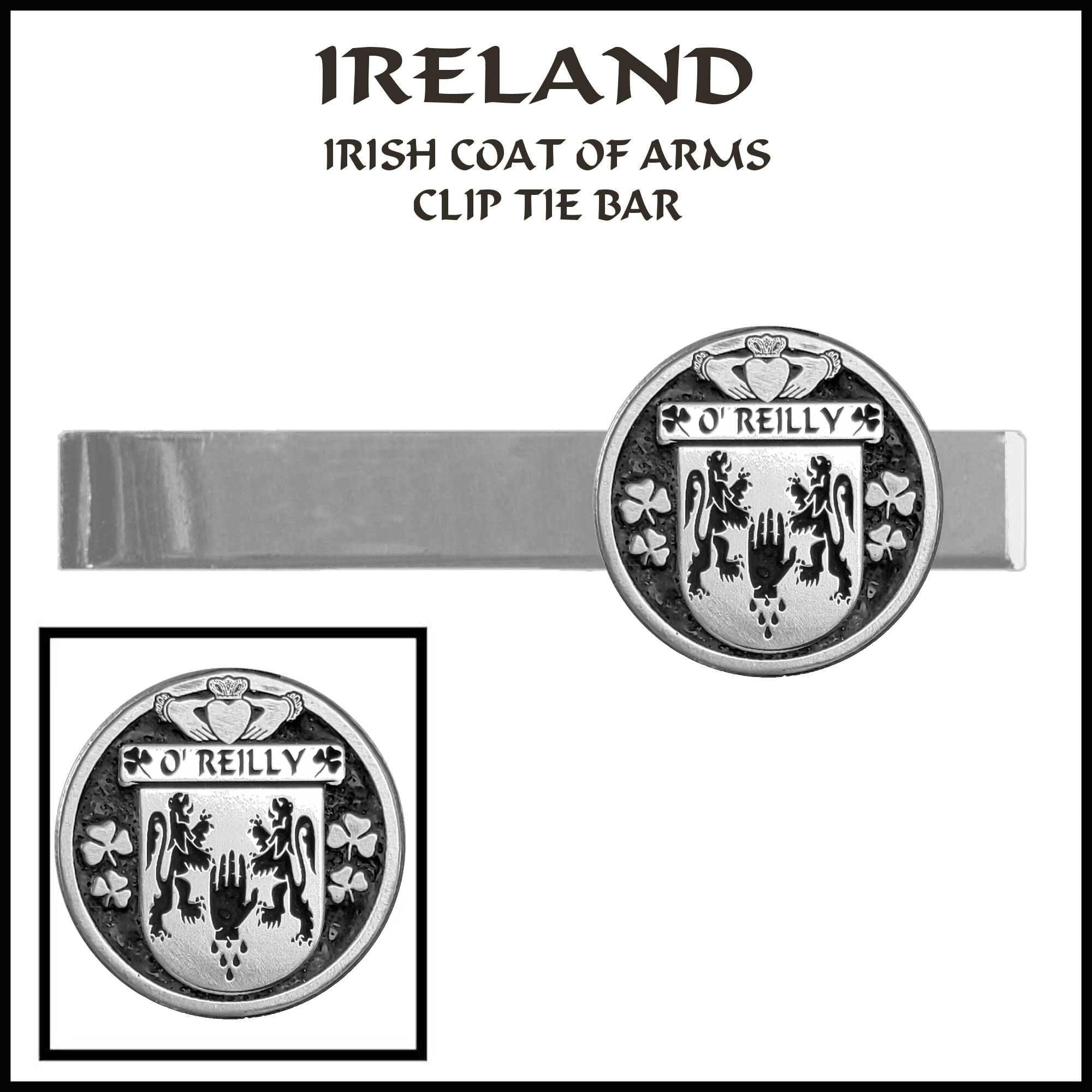 Wills online Irish Coat of Arms Disk Loop Tie Bar ~ Sterling silver