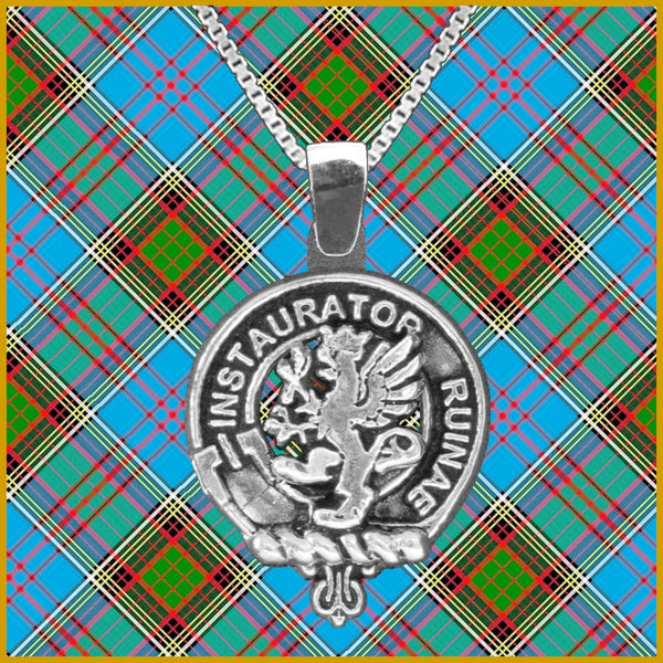 Forsyth Large 1" Scottish Clan Crest Pendant - Sterling Silver