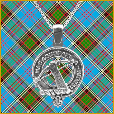 MacInnes Large 1" Scottish Clan Crest Pendant - Sterling Silver