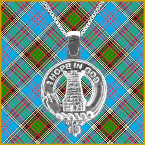 MacNaughton Large 1" Scottish Clan Crest Pendant - Sterling Silver