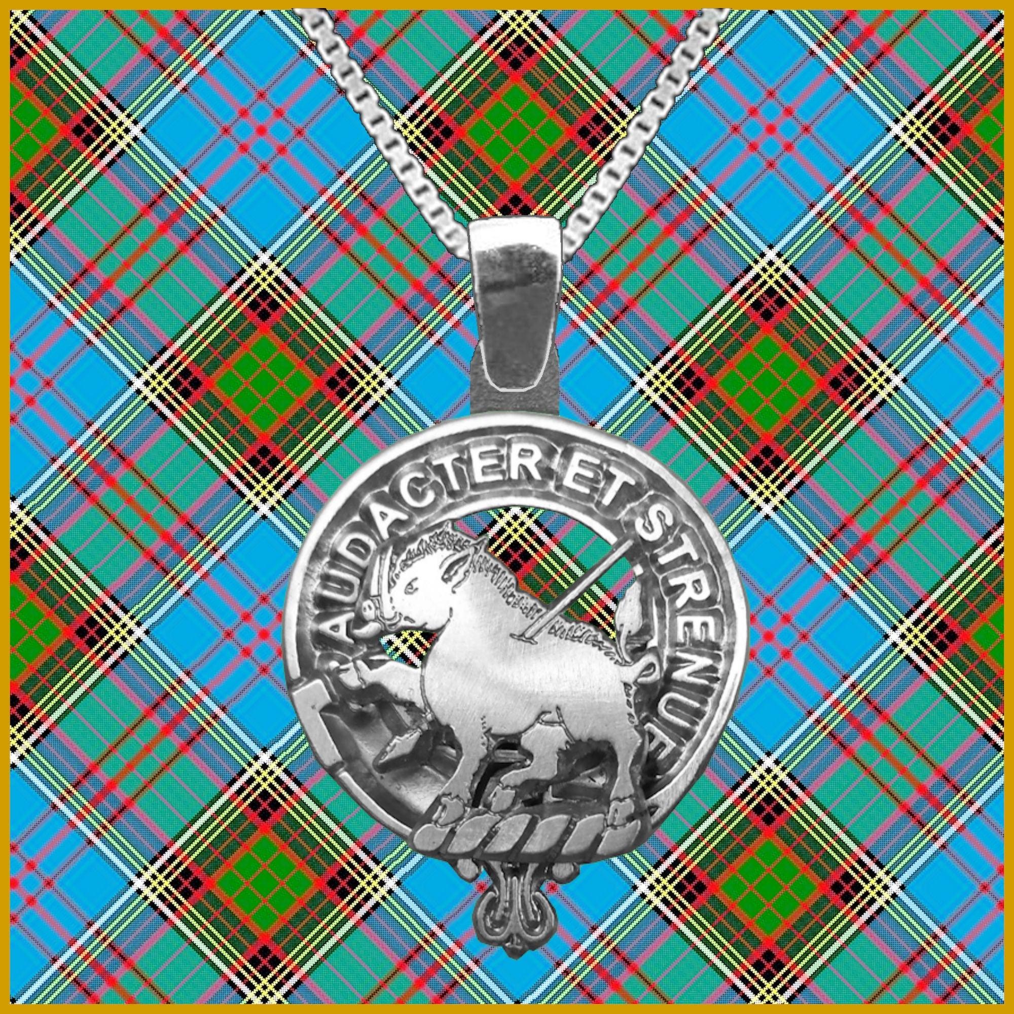 Pollock Large 1" Scottish Clan Crest Pendant - Sterling Silver