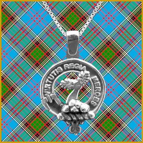 Skene Large 1" Scottish Clan Crest Pendant - Sterling Silver