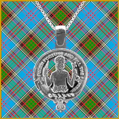 Stewart Athol Large 1" Scottish Clan Crest Pendant - Sterling Silver