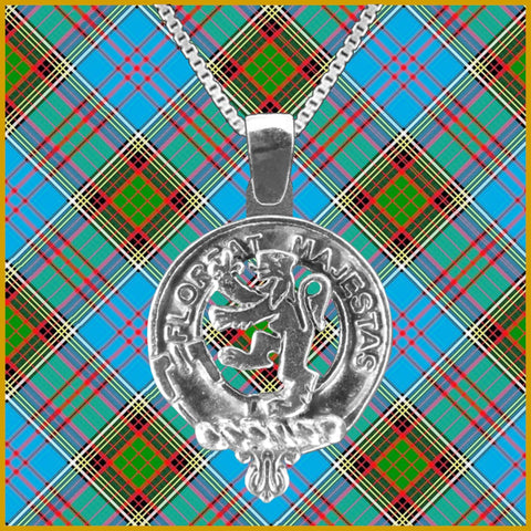 Brown Large 1" Scottish Clan Crest Pendant - Sterling Silver
