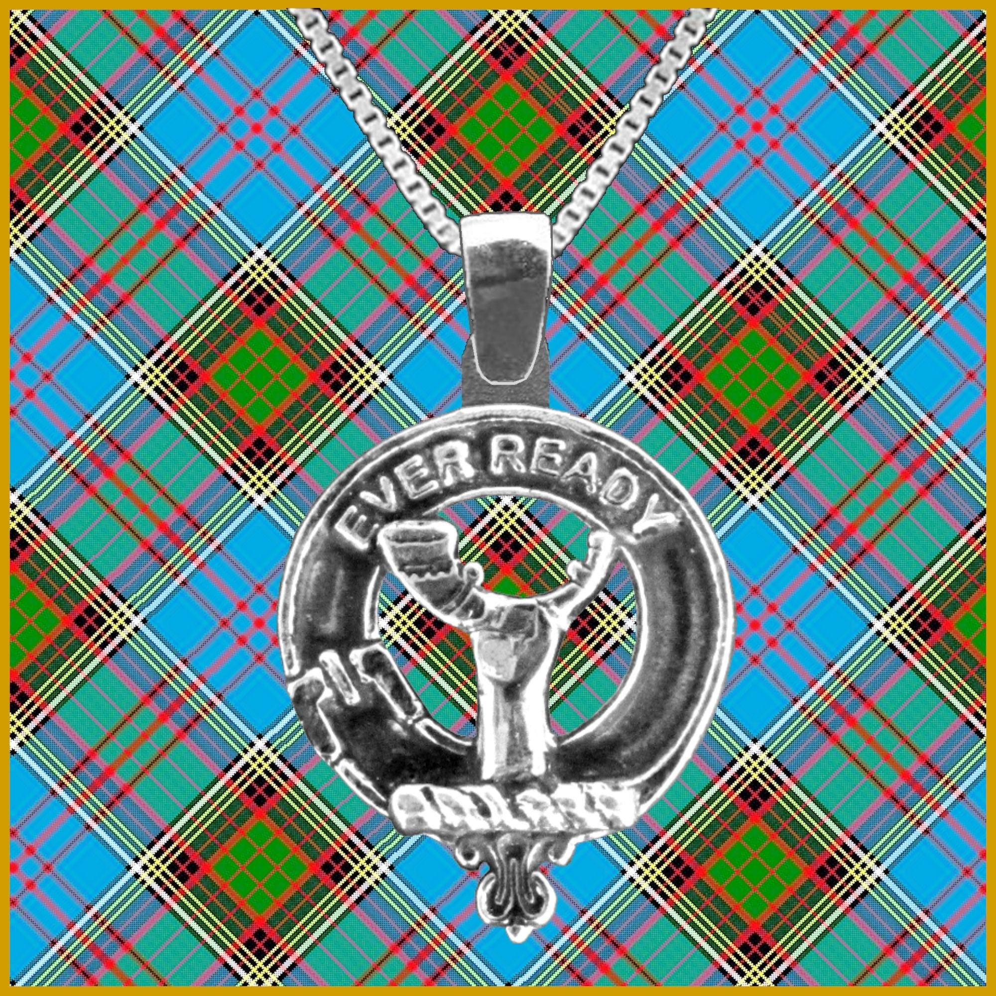 Burns Large 1" Scottish Clan Crest Pendant - Sterling Silver