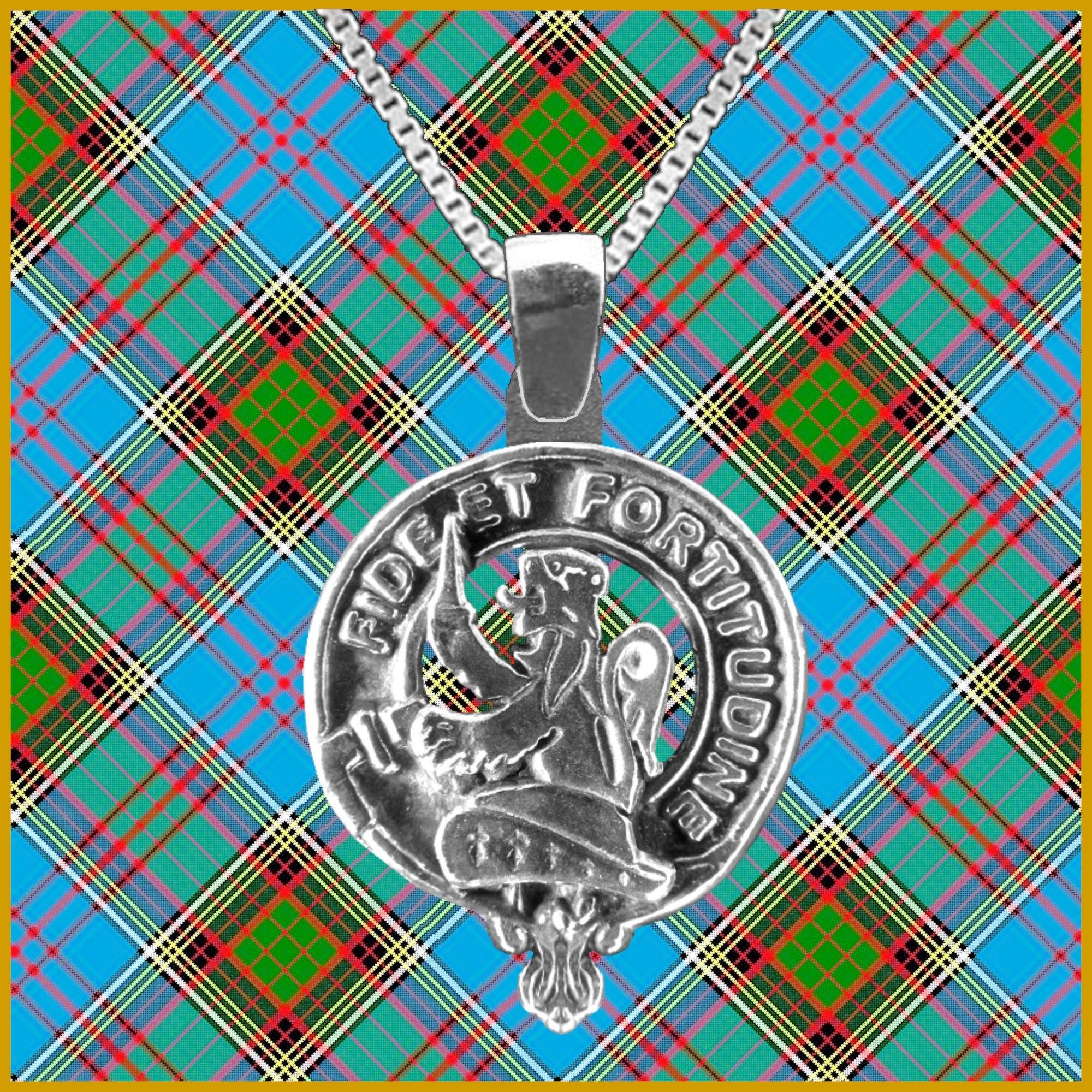 Farquharson Large 1" Scottish Clan Crest Pendant - Sterling Silver