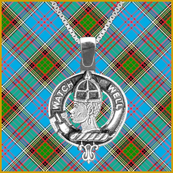 Haliburton Large 1" Scottish Clan Crest Pendant - Sterling Silver