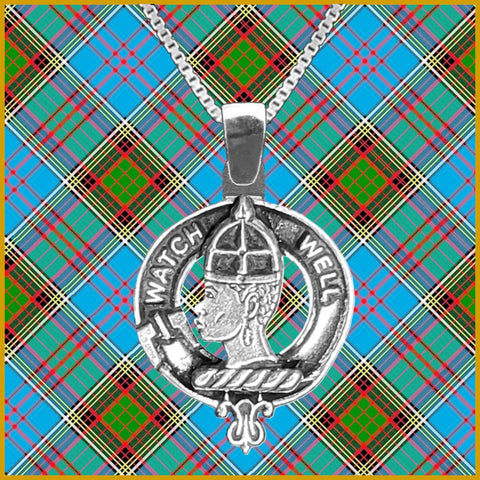 Haliburton Large 1" Scottish Clan Crest Pendant - Sterling Silver