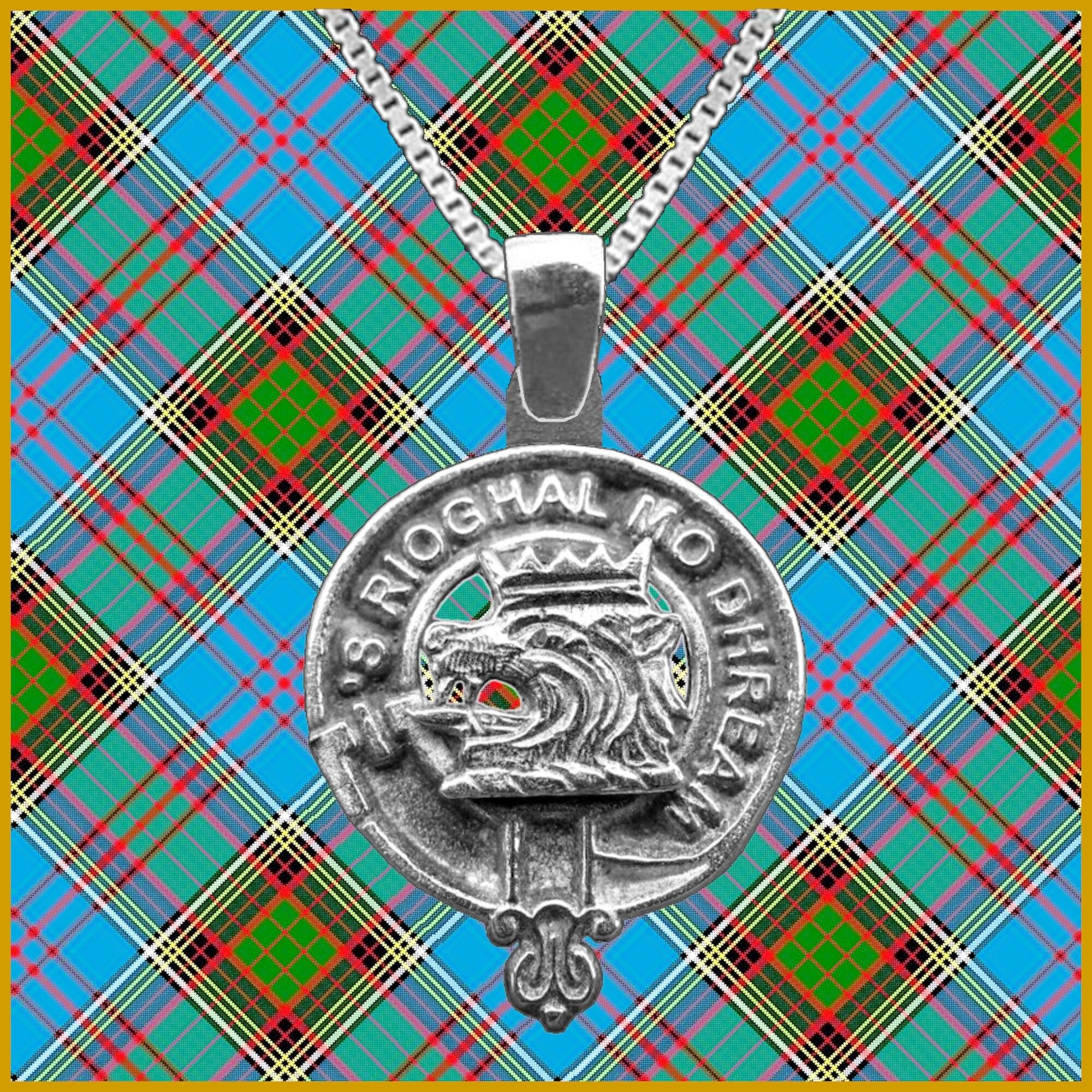 MacGregor Large 1" Scottish Clan Crest Pendant - Sterling Silver