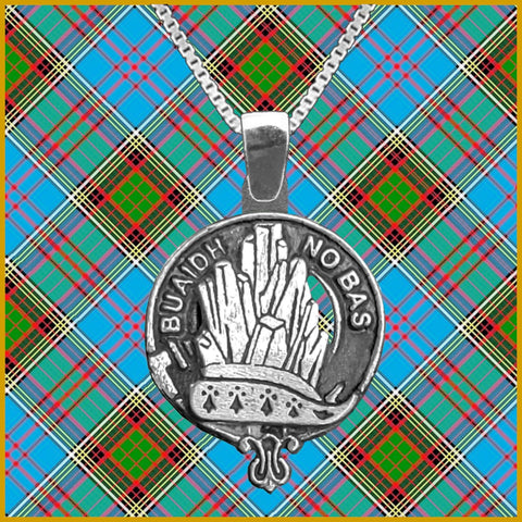 MacNeill Old Motto Large 1" Scottish Clan Crest Pendant - Sterling Silver