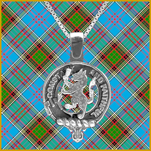 MacQueen Large 1" Scottish Clan Crest Pendant - Sterling Silver