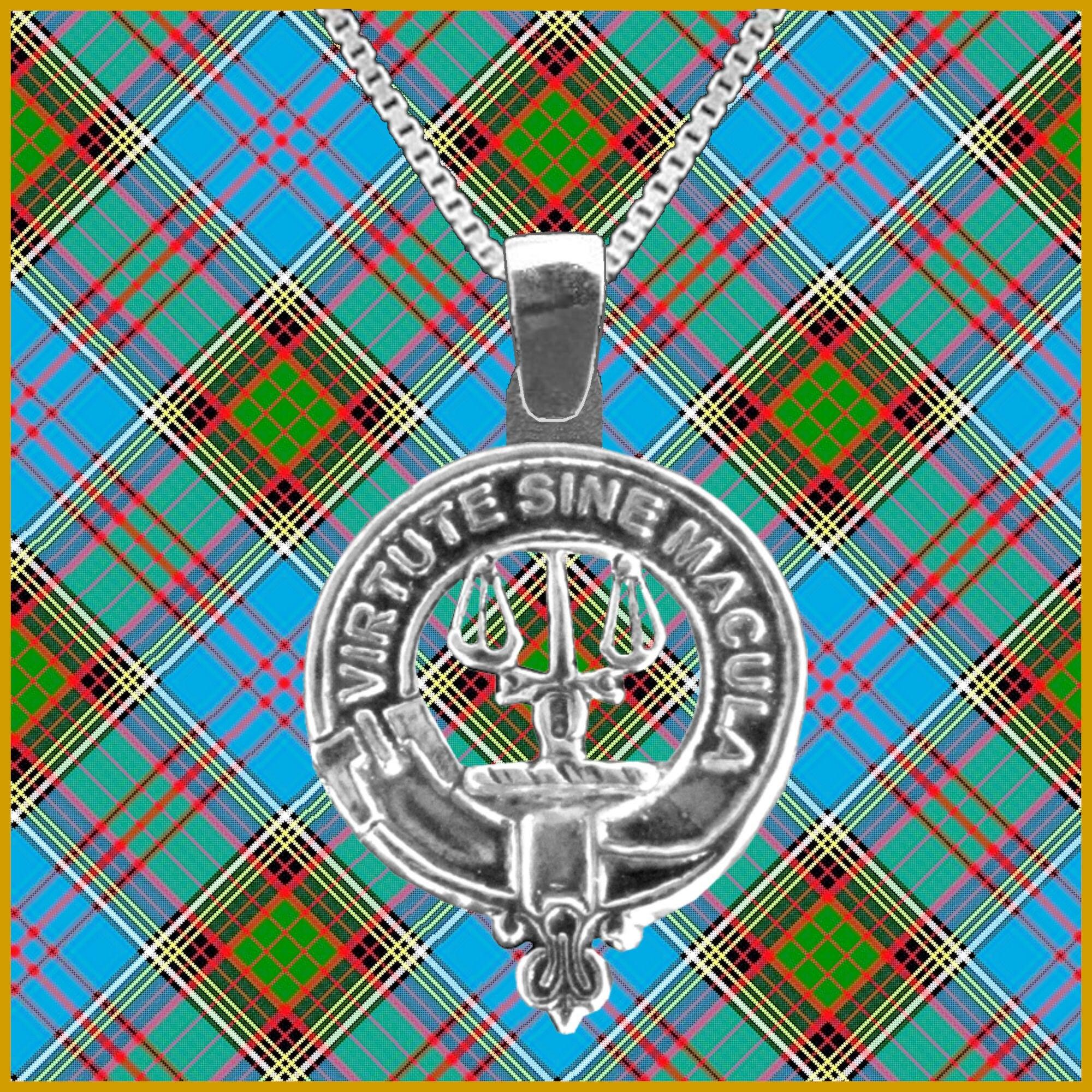 Russell Large 1" Scottish Clan Crest Pendant - Sterling Silver