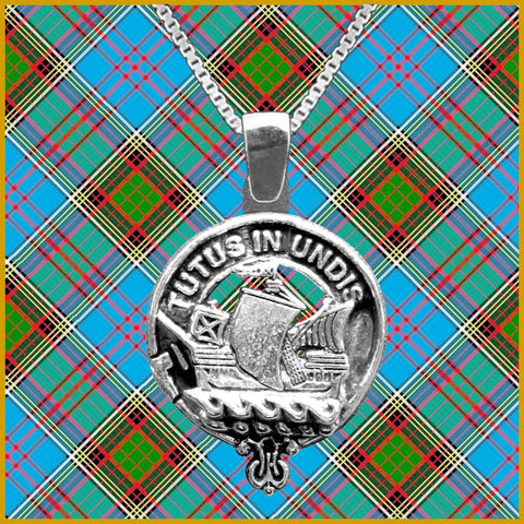 Wood Large 1" Scottish Clan Crest Pendant - Sterling Silver