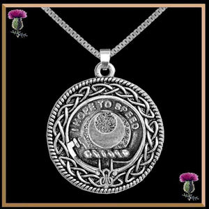 Cathcart Clan Crest Celtic Interlace Disk Pendant, Scottish Family Crest  ~ CLP06