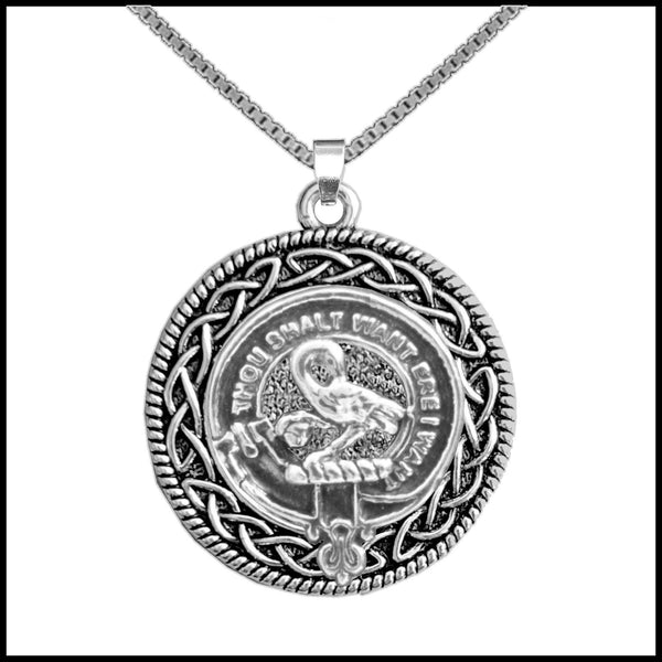 Cranston Clan Crest Celtic Interlace Disk Pendant, Scottish Family Crest  ~ CLP06