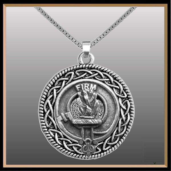 Dalrymple Clan Crest Celtic Interlace Disk Pendant, Scottish Family Crest  ~ CLP06