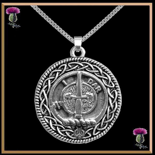 Dalziel Clan Crest Celtic Interlace Disk Pendant, Scottish Family Crest  ~ CLP06