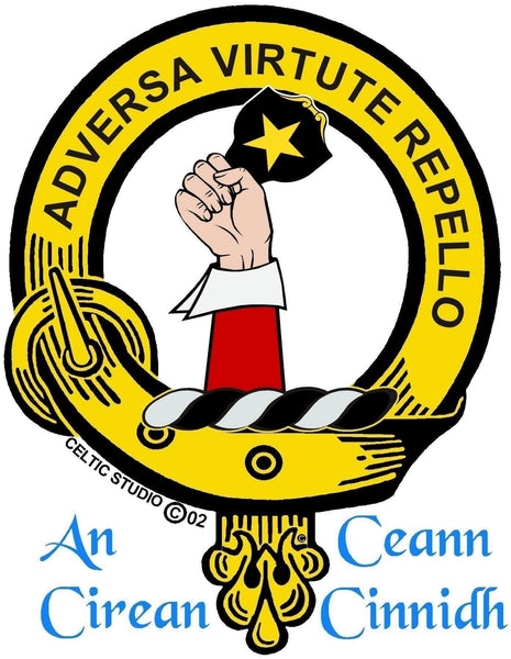 Denniston Clan Crest Celtic Interlace Disk Pendant, Scottish Family Crest  ~ CLP06