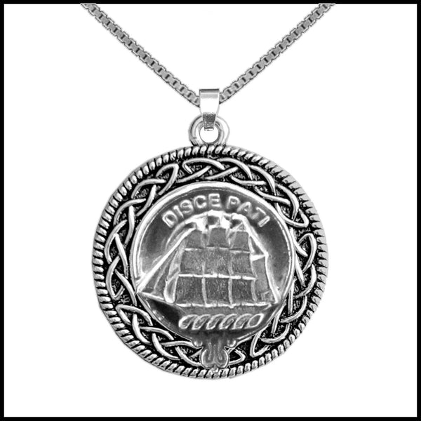Duncan Clan Crest Celtic Interlace Disk Pendant, Scottish Family Crest  ~ CLP06