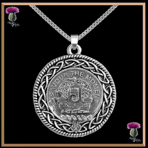 Duncan Sketraw Clan Crest Celtic Interlace Disk Pendant, Scottish Family Crest  ~ CLP06
