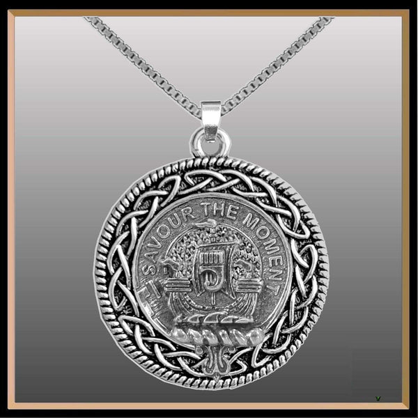 Duncan Sketraw Clan Crest Celtic Interlace Disk Pendant, Scottish Family Crest  ~ CLP06