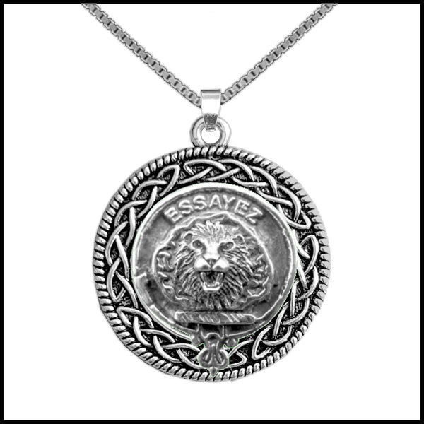 Dundas Clan Crest Celtic Interlace Disk Pendant, Scottish Family Crest  ~ CLP06