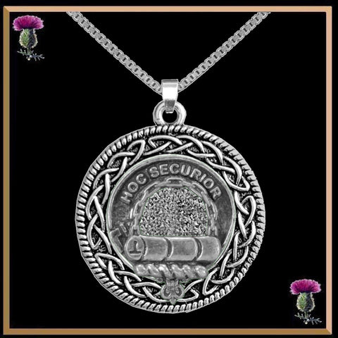 Grierson Clan Crest Celtic Interlace Disk Pendant, Scottish Family Crest  ~ CLP06