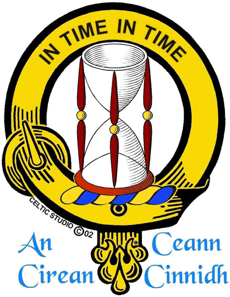 Houston Clan Crest Celtic Interlace Disk Pendant, Scottish Family Crest  ~ CLP06