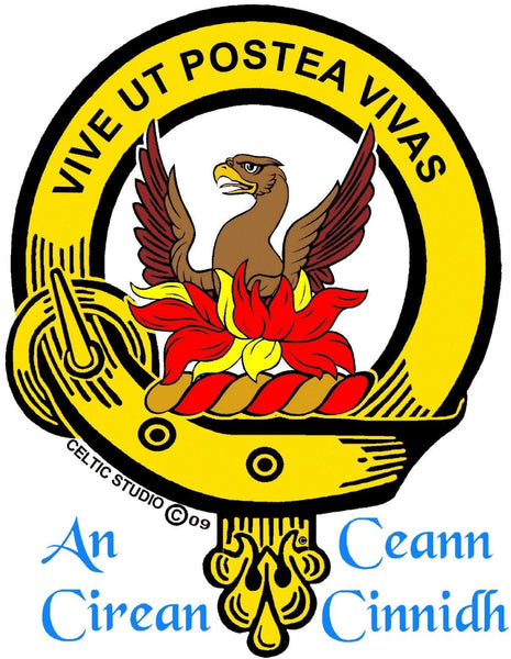 Johnston Caskieben Clan Crest Celtic Interlace Disk Pendant, Scottish Family Crest  ~ CLP06