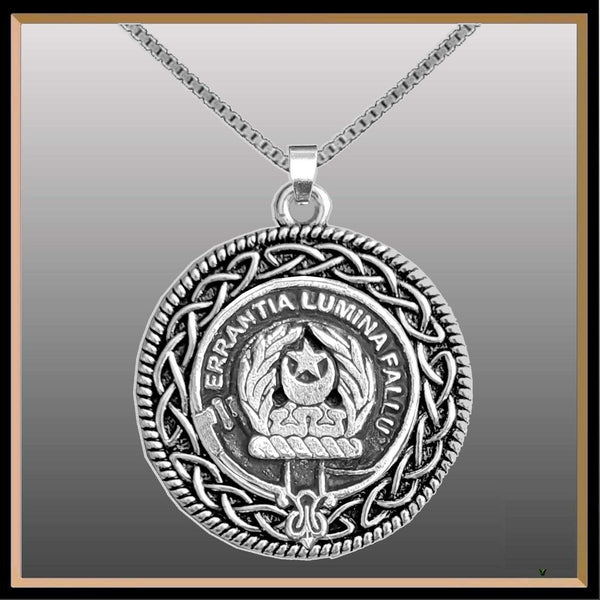Kinnard Clan Crest Celtic Interlace Disk Pendant, Scottish Family Crest  ~ CLP06