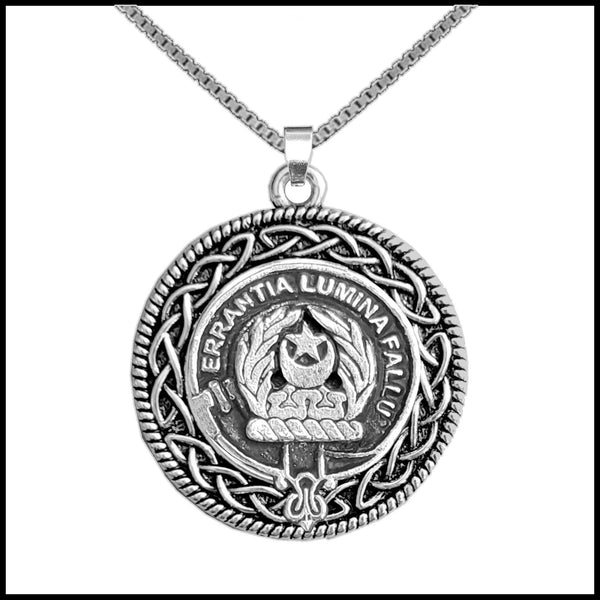 Kinnard Clan Crest Celtic Interlace Disk Pendant, Scottish Family Crest  ~ CLP06
