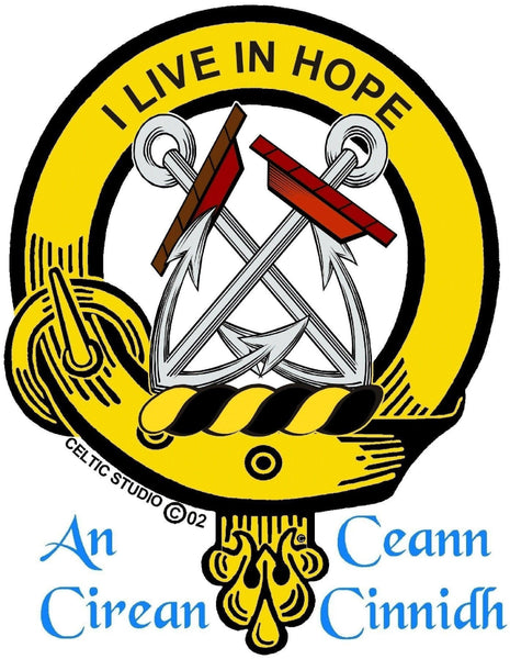 Kinnear Clan Crest Celtic Interlace Disk Pendant, Scottish Family Crest  ~ CLP06