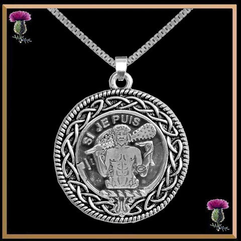 Livinston Clan Crest Celtic Interlace Disk Pendant, Scottish Family Crest  ~ CLP06