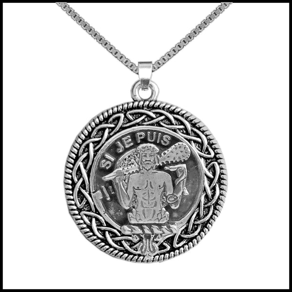 Livinston Clan Crest Celtic Interlace Disk Pendant, Scottish Family Crest  ~ CLP06