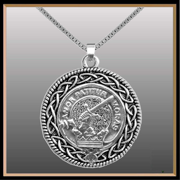 Lumsden Clan Crest Celtic Interlace Disk Pendant, Scottish Family Crest  ~ CLP06