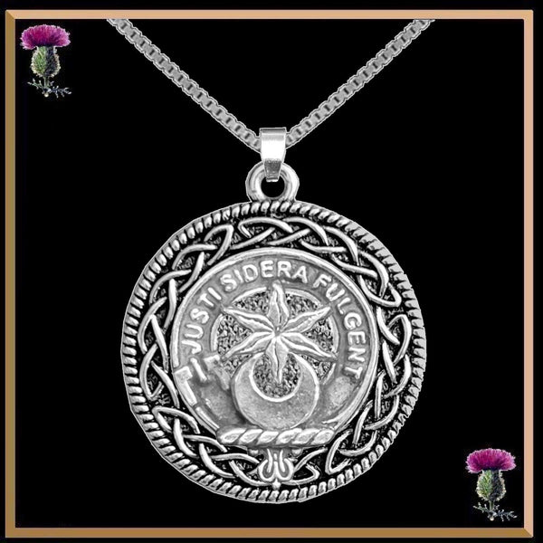 MacCall Clan Crest Celtic Interlace Disk Pendant, Scottish Family Crest  ~ CLP06
