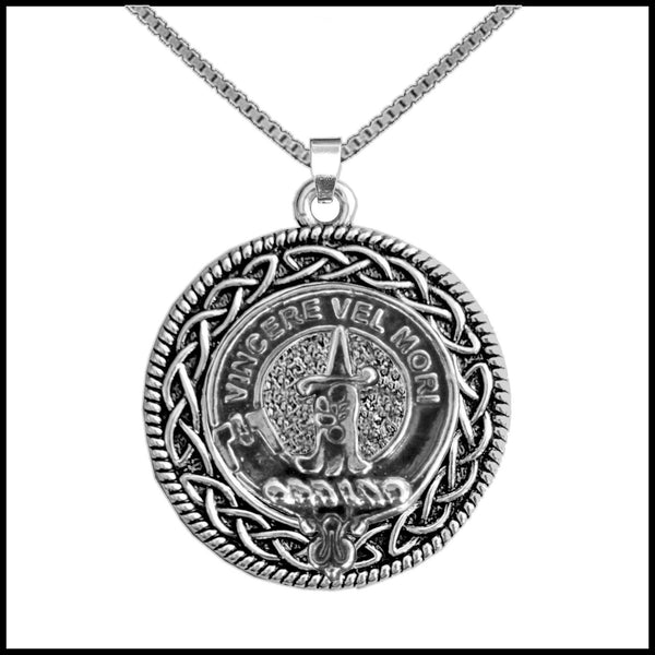 MacDowell Clan Crest Celtic Interlace Disk Pendant, Scottish Family Crest  ~ CLP06