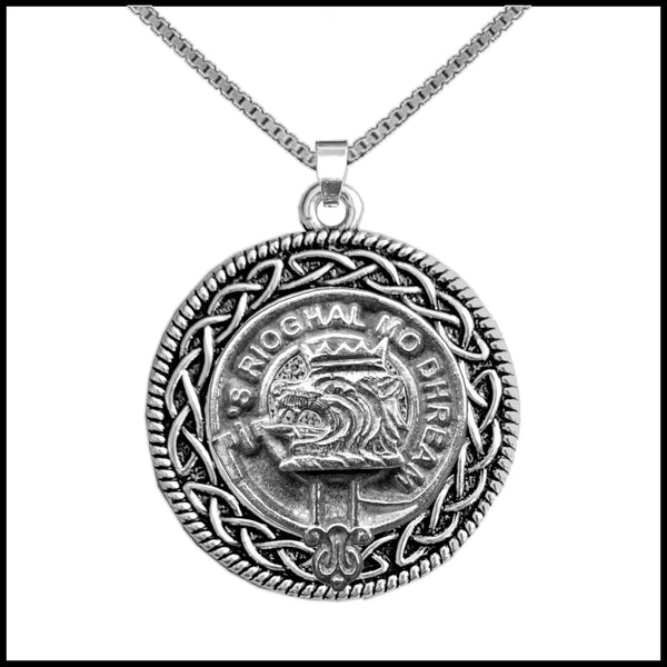 MacGregor Clan Crest Celtic Interlace Disk Pendant, Scottish Family Crest  ~ CLP06