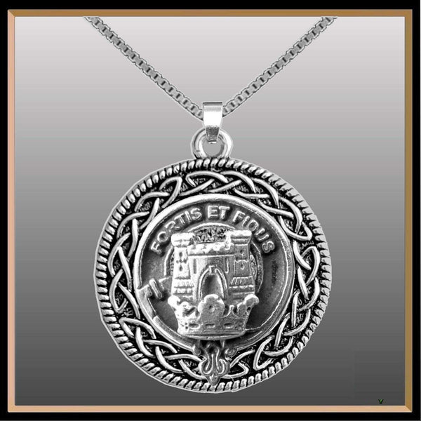 MacLachlan Clan Crest Celtic Interlace Disk Pendant, Scottish Family Crest  ~ CLP06