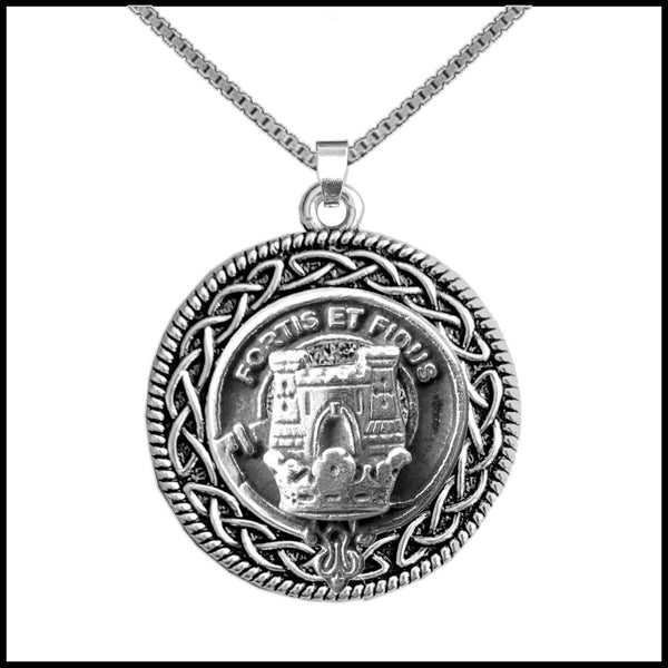 MacLachlan Clan Crest Celtic Interlace Disk Pendant, Scottish Family Crest  ~ CLP06