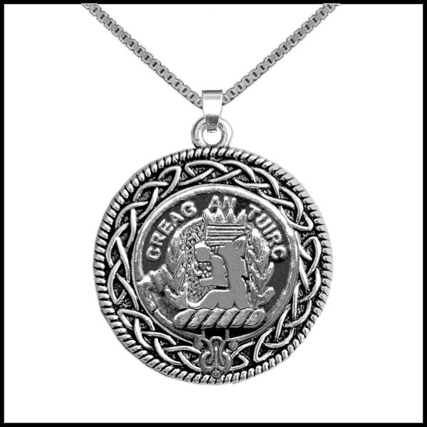 MacLaren Clan Crest Celtic Interlace Disk Pendant, Scottish Family Crest  ~ CLP06