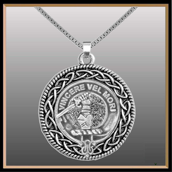 MacNeil Gigha Clan Crest Celtic Interlace Disk Pendant, Scottish Family Crest  ~ CLP06