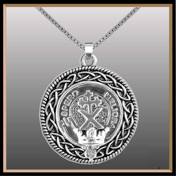 Mofatt Clan Crest Celtic Interlace Disk Pendant, Scottish Family Crest  ~ CLP06