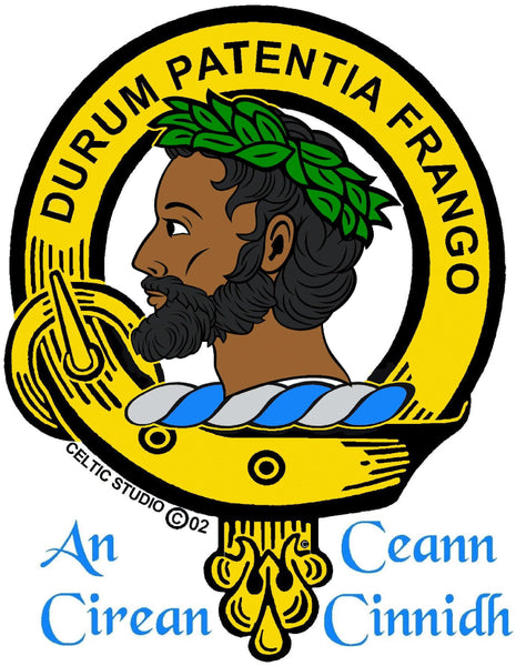 Muir Clan Crest Celtic Interlace Disk Pendant, Scottish Family Crest  ~ CLP06