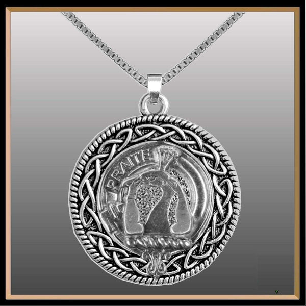 Murray Tullibardine Clan Crest Celtic Interlace Disk Pendant, Scottish Family Crest  ~ CLP06